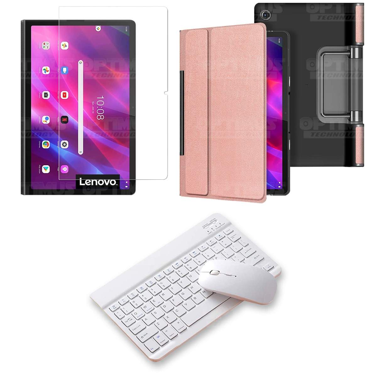 Kit Vidrio templado + Case Protector + Teclado y Mouse Bluetooth Tablet Lenovo Yoga Tab 11 2021 YT-J706F OPTIMUS TECHNOLOGY™ - 1