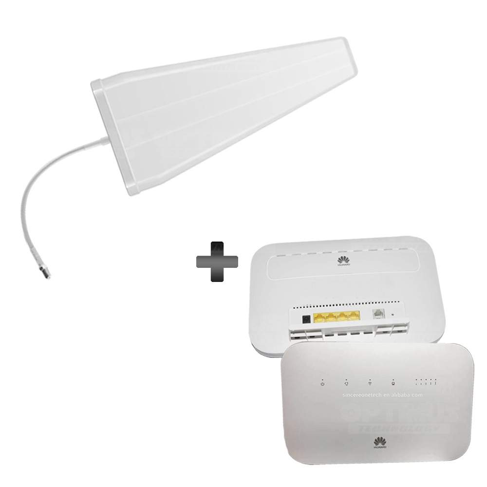 KIT Rural Empresarial Antena Amplificadora De Señal Cuatriband 10dbi TMC PLUS + Enrutador Huawei B612 + 15 Metros de Cable RG-6