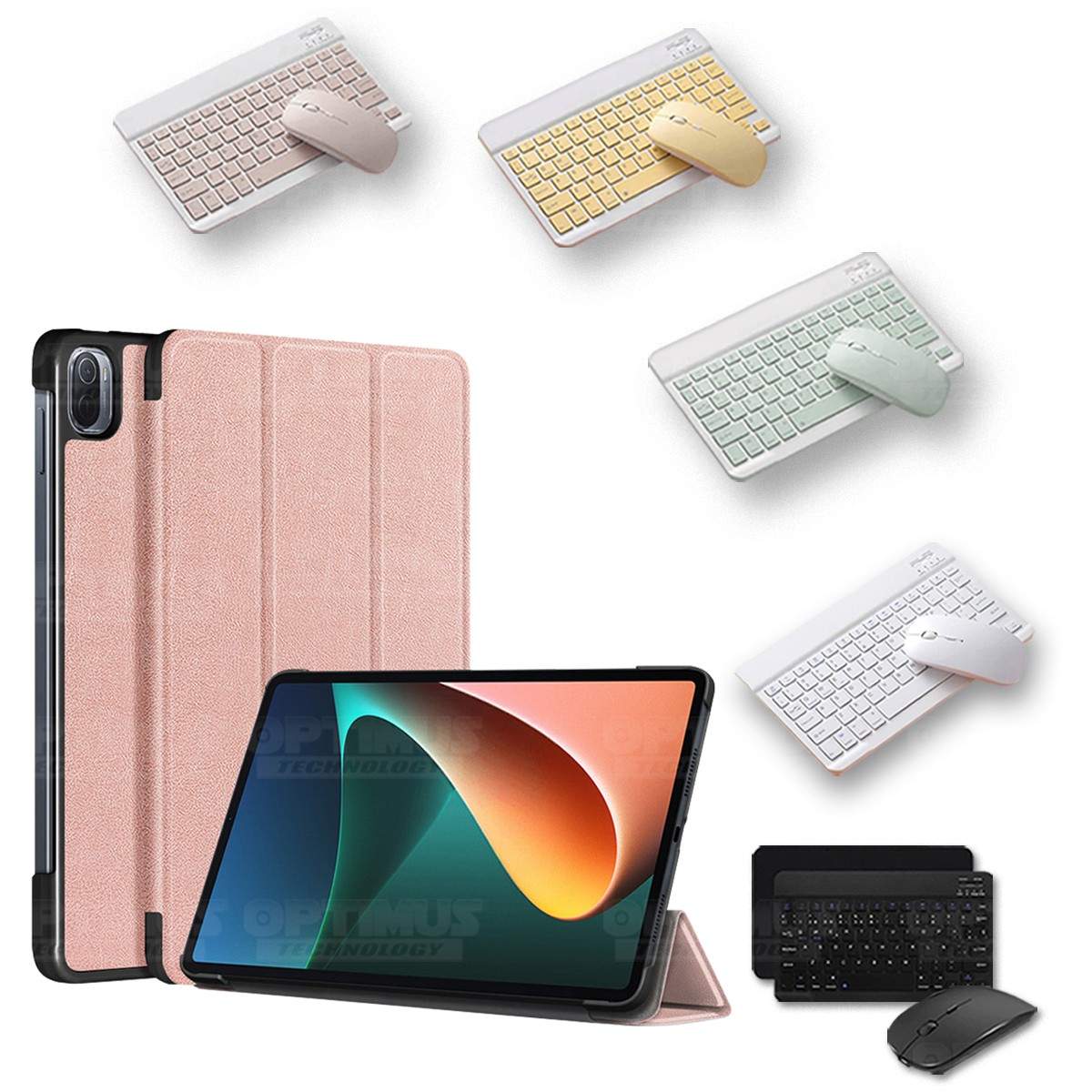 Kit Case Forro Protector + Teclado y Mouse Ratón Bluetooth para Tablet Xiaomi Mi Pad 5 OPTIMUS TECHNOLOGY™ - 42