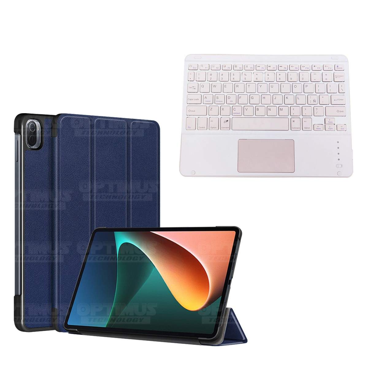 Kit Case Folio Protector + Teclado Mouse Touchpad Bluetooth para Tablet Xiaomi Mi Pad 5 OPTIMUS TECHNOLOGY™ - 1