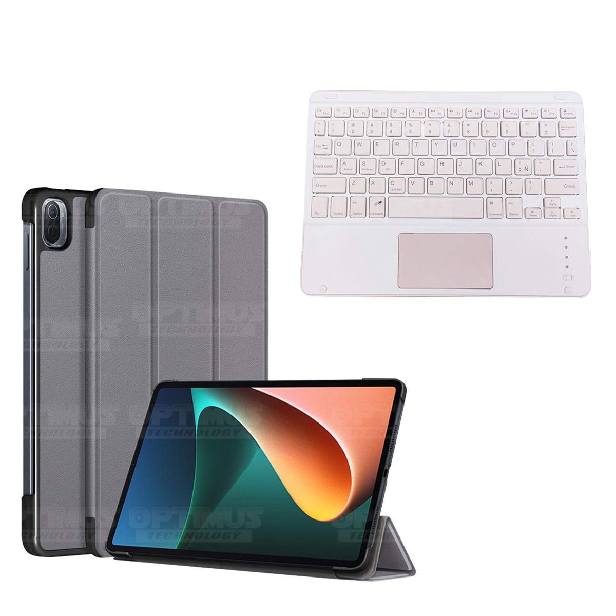 Kit Case Folio Protector + Teclado Mouse Touchpad Bluetooth para Tablet Xiaomi Mi Pad 5 OPTIMUS TECHNOLOGY™ - 4