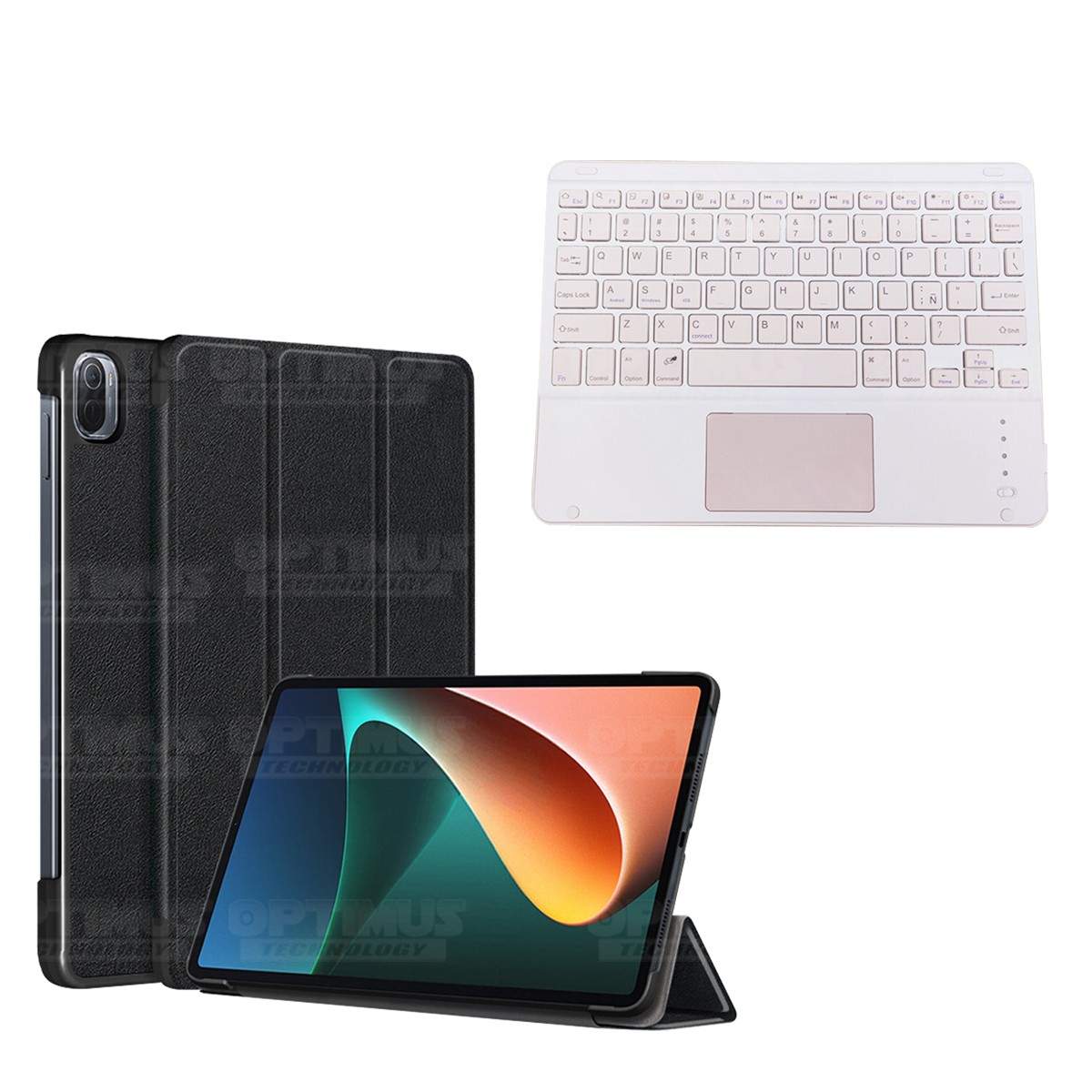 Kit Case Folio Protector + Teclado Mouse Touchpad Bluetooth para Tablet Xiaomi Mi Pad 5 OPTIMUS TECHNOLOGY™ - 9