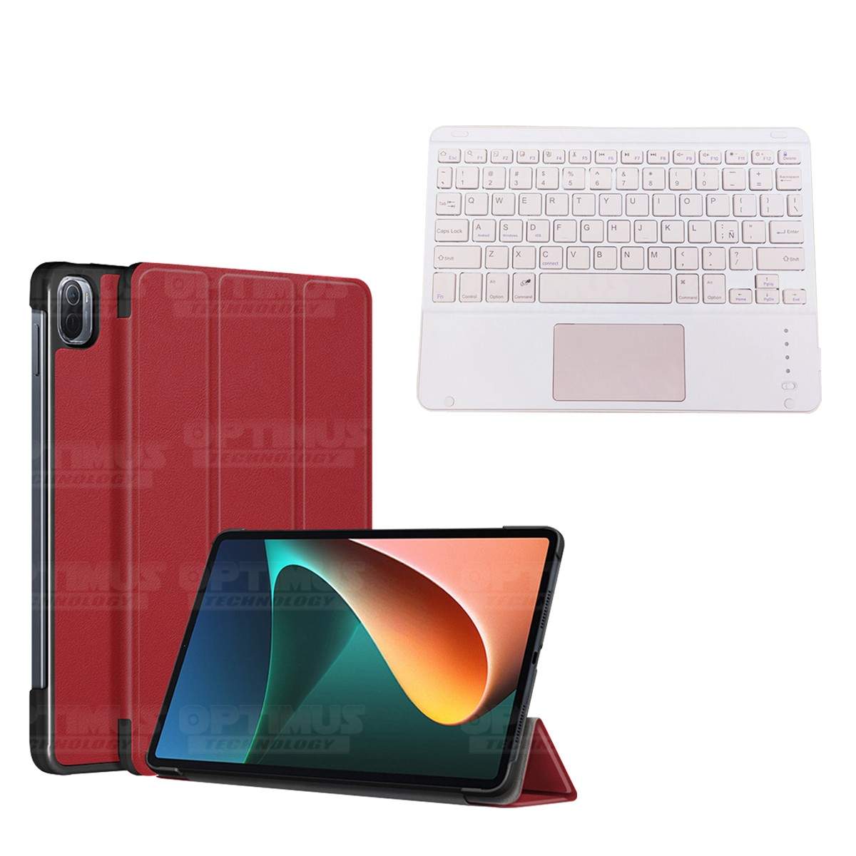Kit Case Folio Protector + Teclado Mouse Touchpad Bluetooth para Tablet Xiaomi Mi Pad 5 OPTIMUS TECHNOLOGY™ - 12