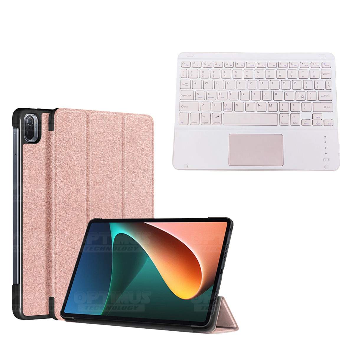 Kit Case Folio Protector + Teclado Mouse Touchpad Bluetooth para Tablet Xiaomi Mi Pad 5 OPTIMUS TECHNOLOGY™ - 13