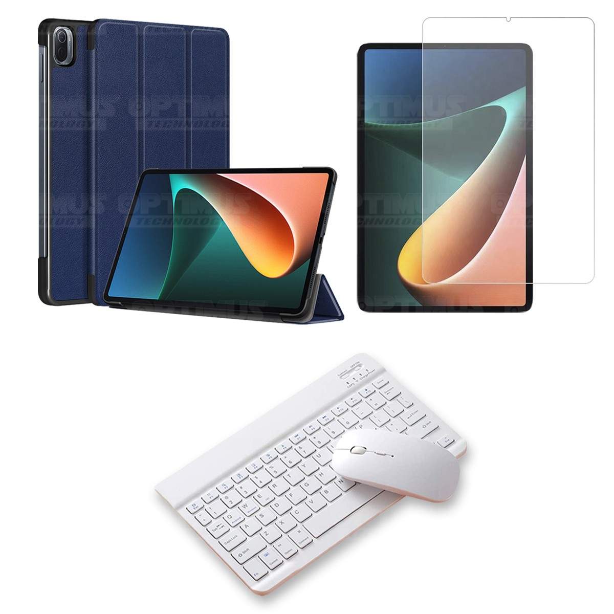 Kit Vidrio templado + Case Protector + Teclado y Mouse Bluetooth Tablet Xiaomi Mi Pad 5 OPTIMUS TECHNOLOGY™ - 1