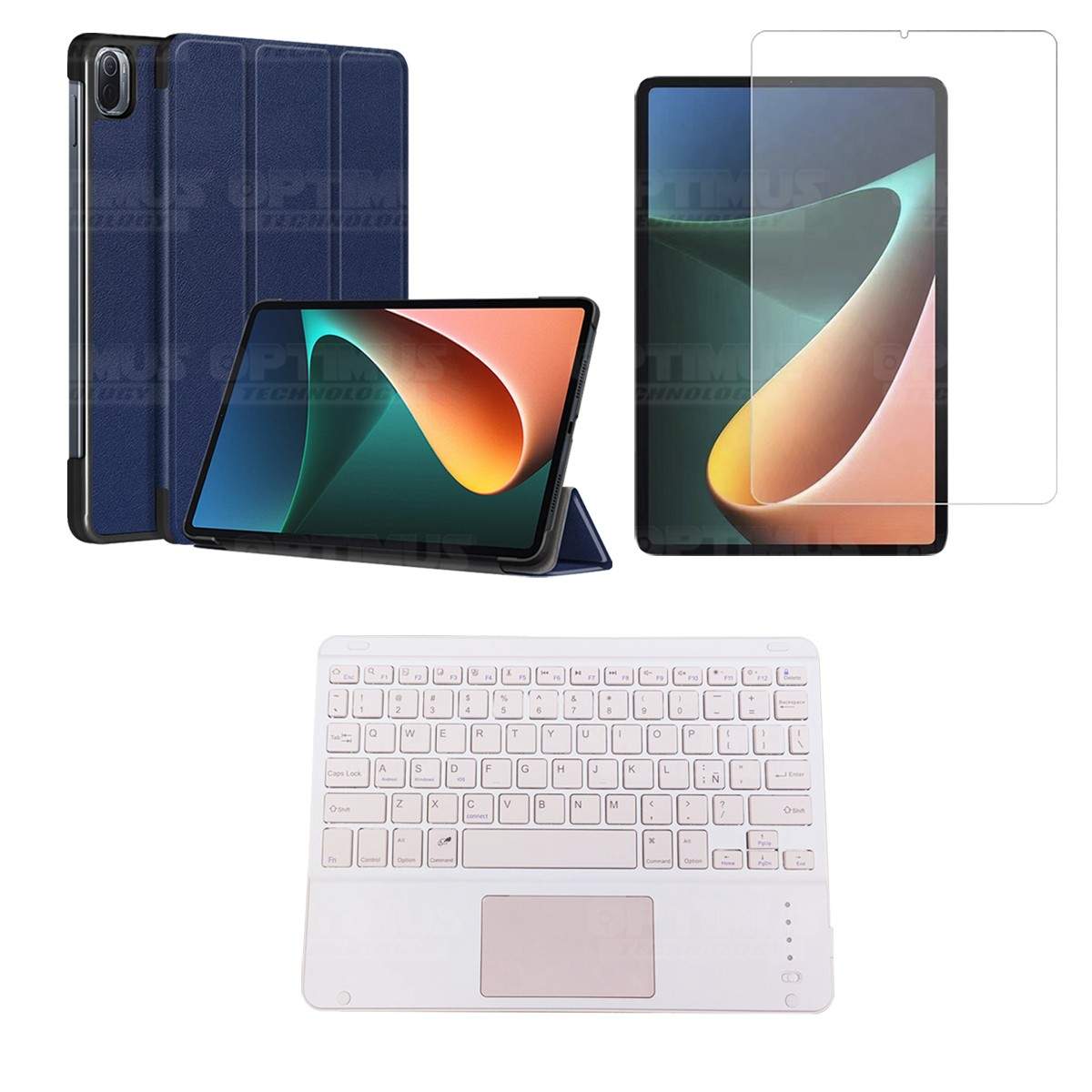 Kit Vidrio templado + Case Protector + Teclado Touchpad Bluetooth Tablet Xiaomi Mi Pad 5 OPTIMUS TECHNOLOGY™ - 3
