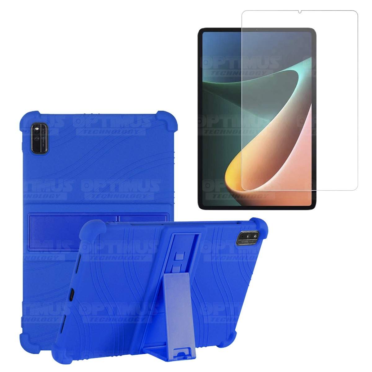 Kit Vidrio templado y Estuche Protector de goma antigolpes con soporte Tablet Xiaomi Mi Pad 5 OPTIMUS TECHNOLOGY™ - 1