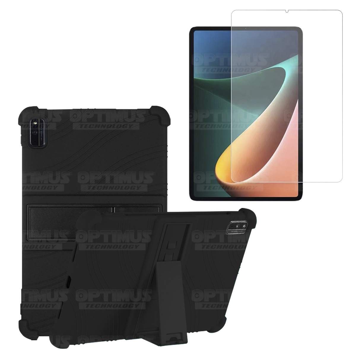 Kit Vidrio templado y Estuche Protector de goma antigolpes con soporte Tablet Xiaomi Mi Pad 5 OPTIMUS TECHNOLOGY™ - 9
