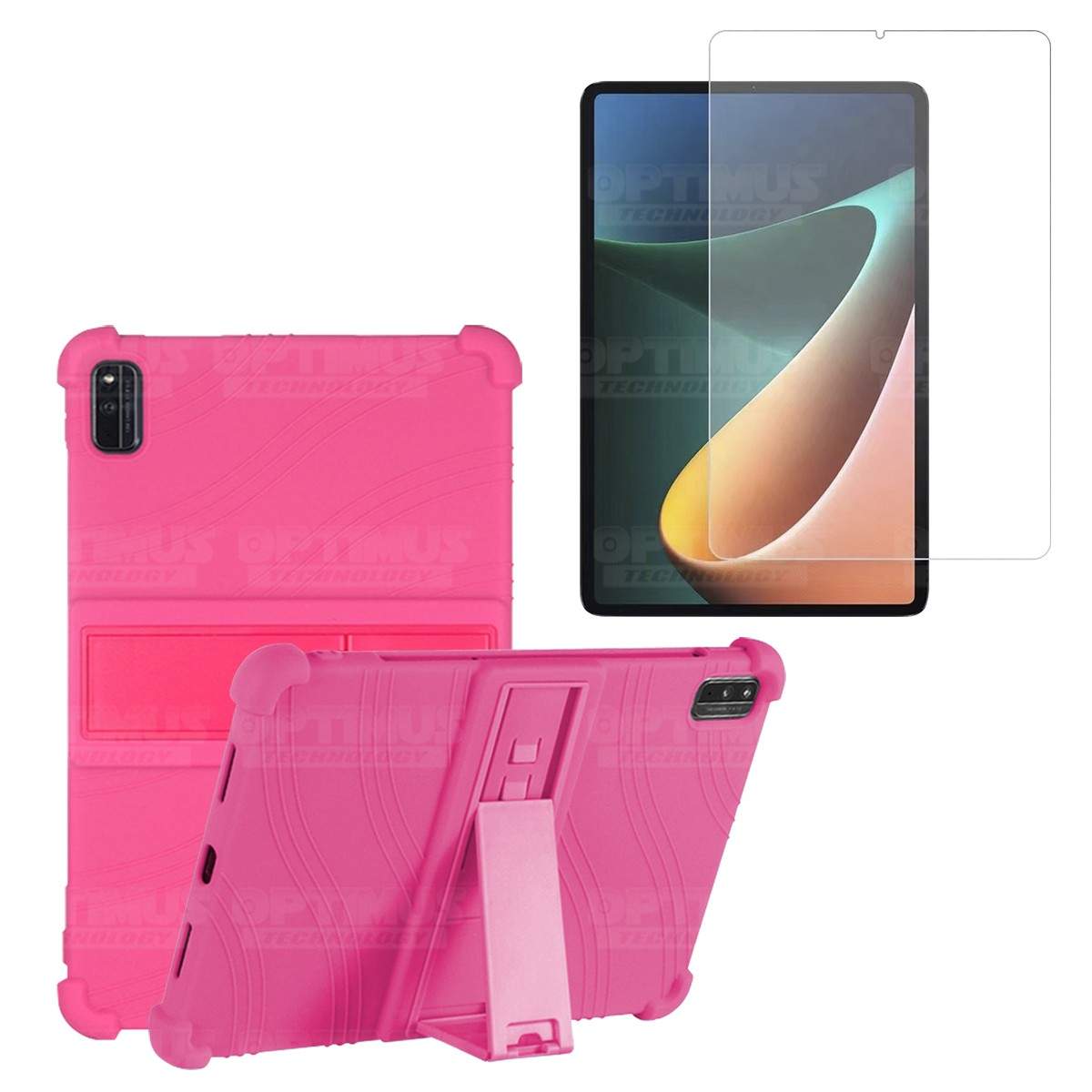 Kit Vidrio templado y Estuche Protector de goma antigolpes con soporte Tablet Xiaomi Mi Pad 5 OPTIMUS TECHNOLOGY™ - 17