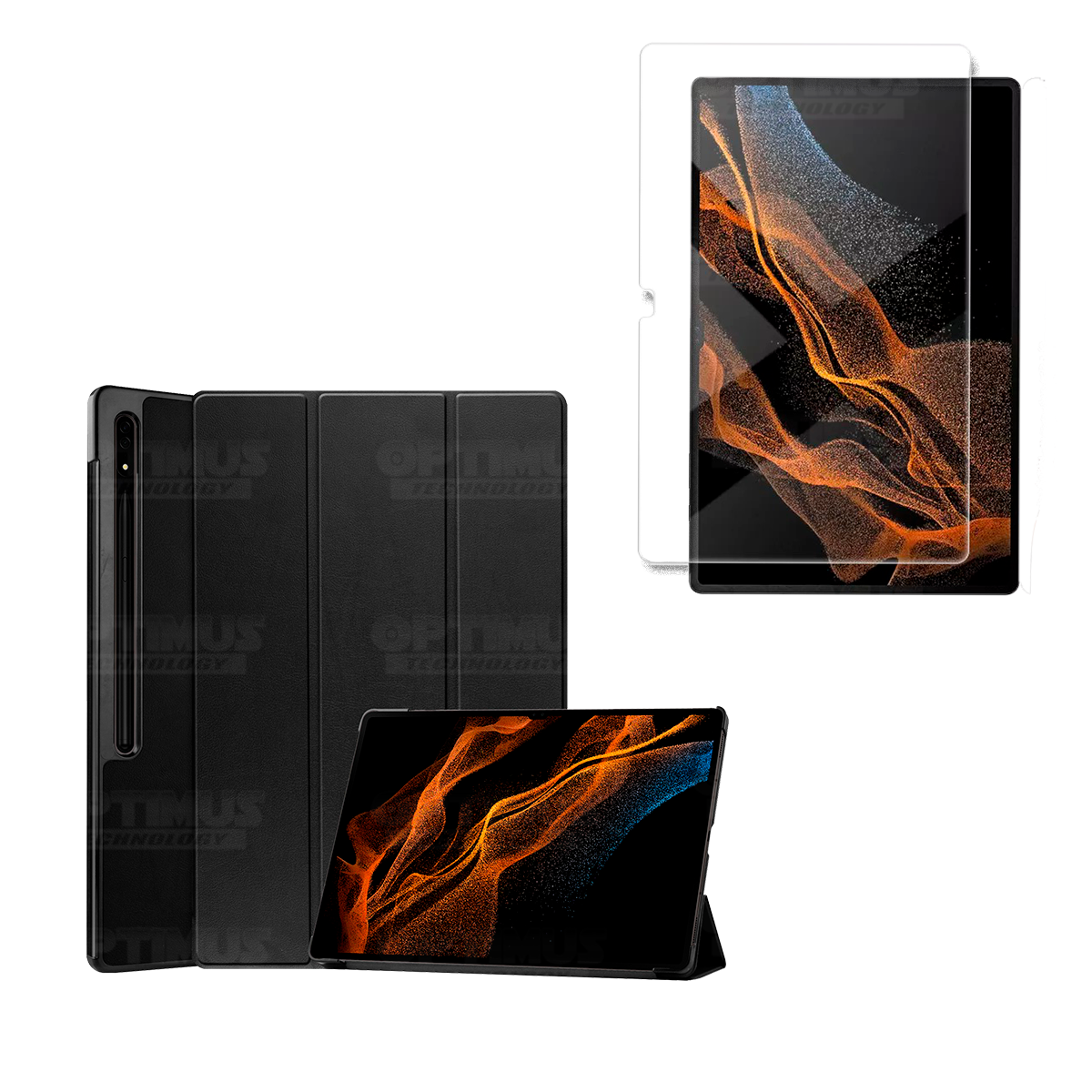 Kit Vidrio Cristal Templado Y Estuche Case Protector para Tablet Samsung Galaxy Tab S8 Ultra 14.6 Pulgadas OPTIMUS TECHNOLOGY™ -
