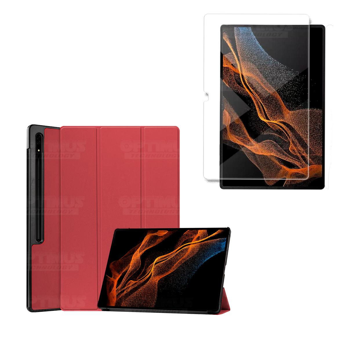Kit Vidrio Cristal Templado Y Estuche Case Protector para Tablet Samsung Galaxy Tab S8 Ultra 14.6 Pulgadas OPTIMUS TECHNOLOGY™ -