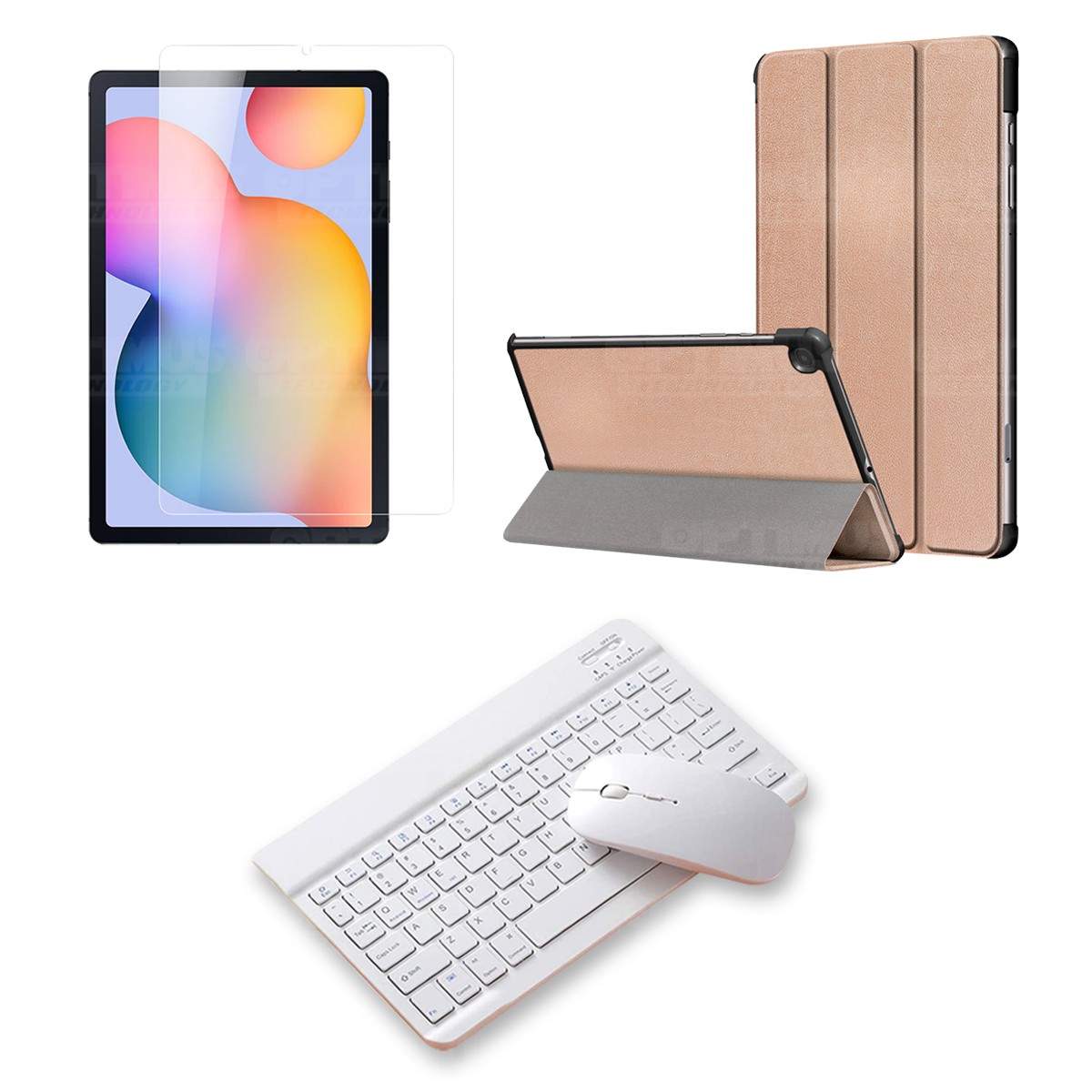 Kit Vidrio templado + Case Protector + Teclado y Mouse Bluetooth Tablet Samsung Galaxy Tab S6 Lite 10.4 2022 P619 - P613 OPTIMUS