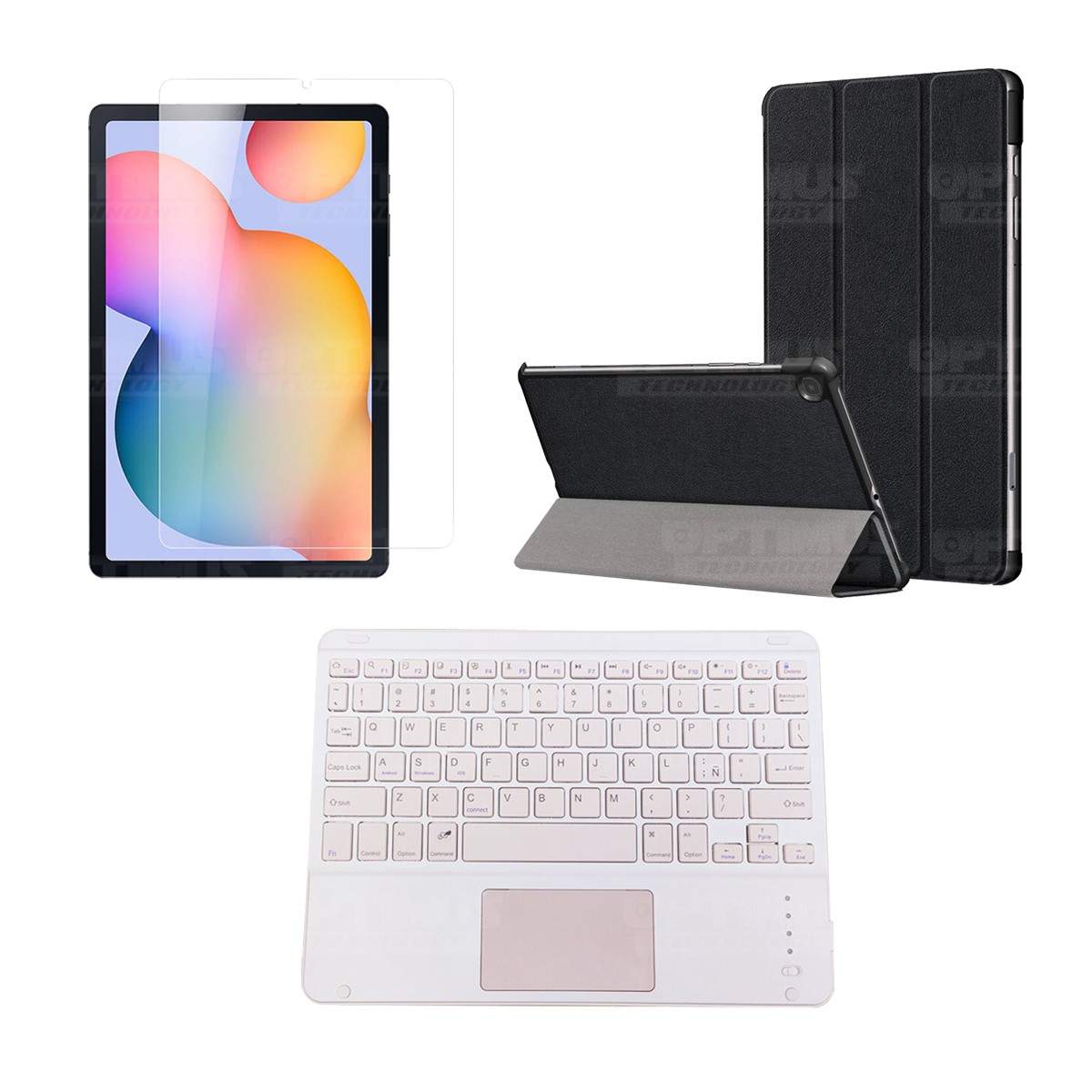 Kit Vidrio templado + Case Protector + Teclado Touchpad Bluetooth Tablet Samsung Galaxy Tab S6 Lite 10.4 2022 P619 - P613 OPTIMU