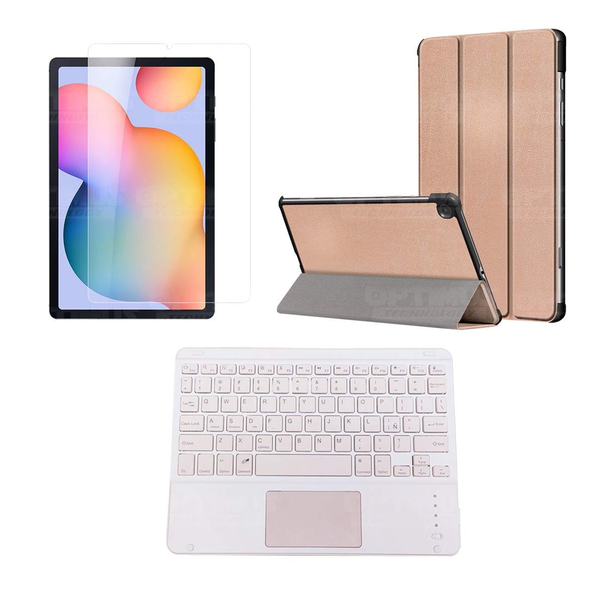 Kit Vidrio templado + Case Protector + Teclado Touchpad Bluetooth Tablet Samsung Galaxy Tab S6 Lite 10.4 2022 P619 - P613 OPTIMU
