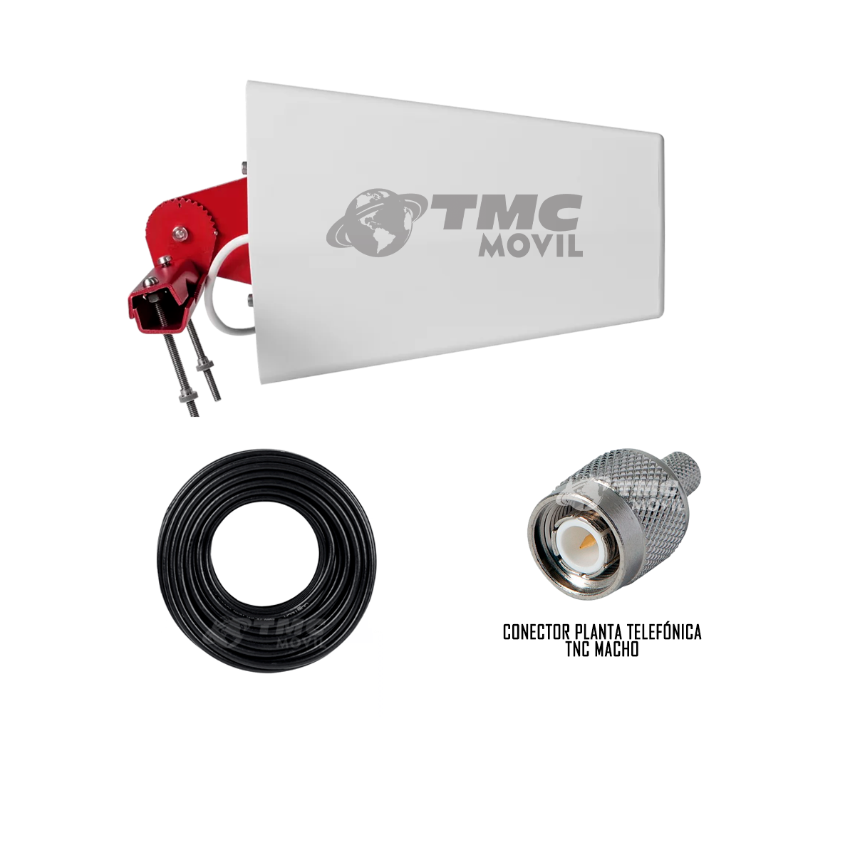 Antena Yagi Direccional Amplificadora de señal CuatriBand New 4GLTE 65dB 700 - 2700 MHz + 15 metros de cable RG-6