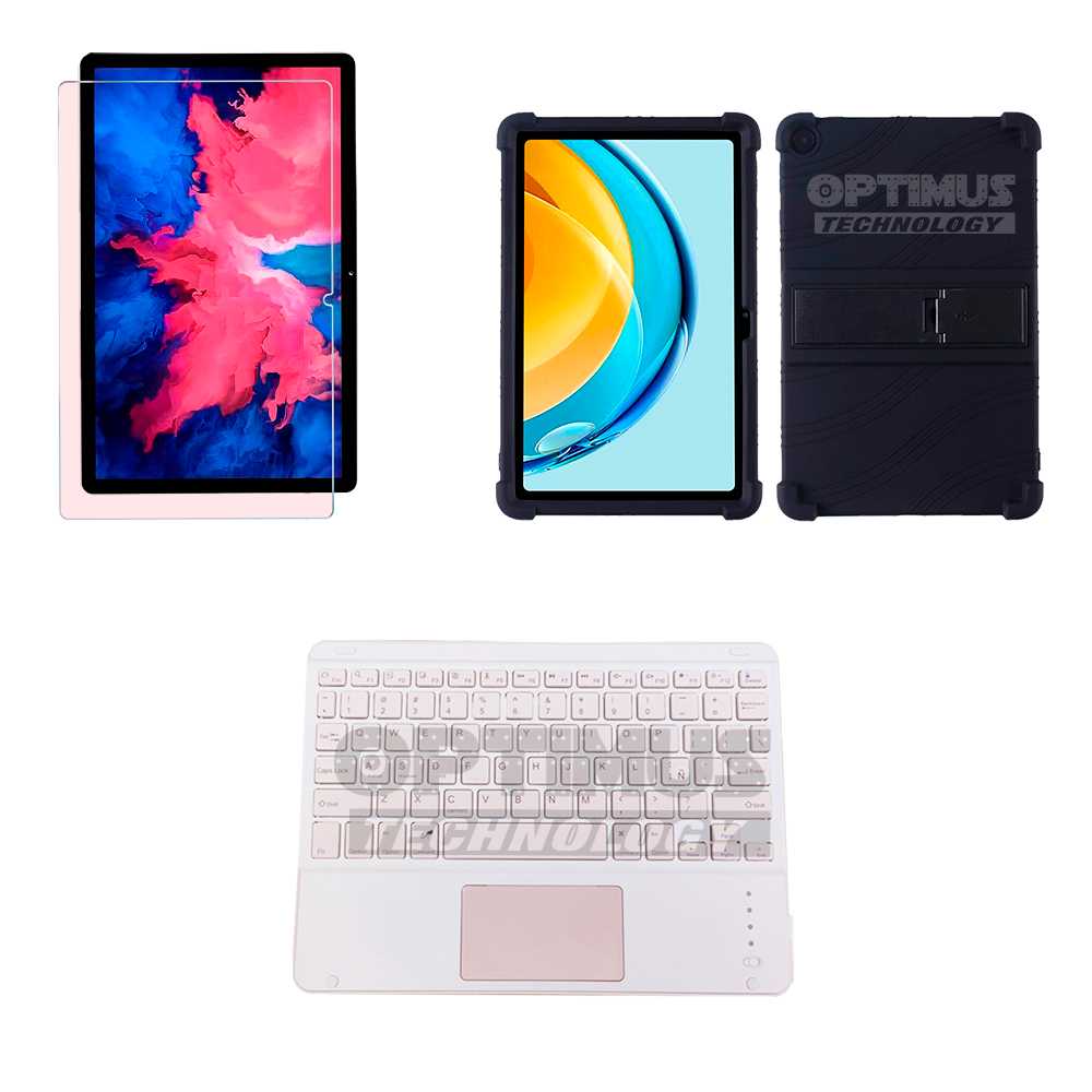 Kit Vidrio templado + Case Protector + Teclado con Mouse Touchpad Bluetooth Tablet Lenovo M10 Plus 3era Gen 10.6 2022 TB-125FU