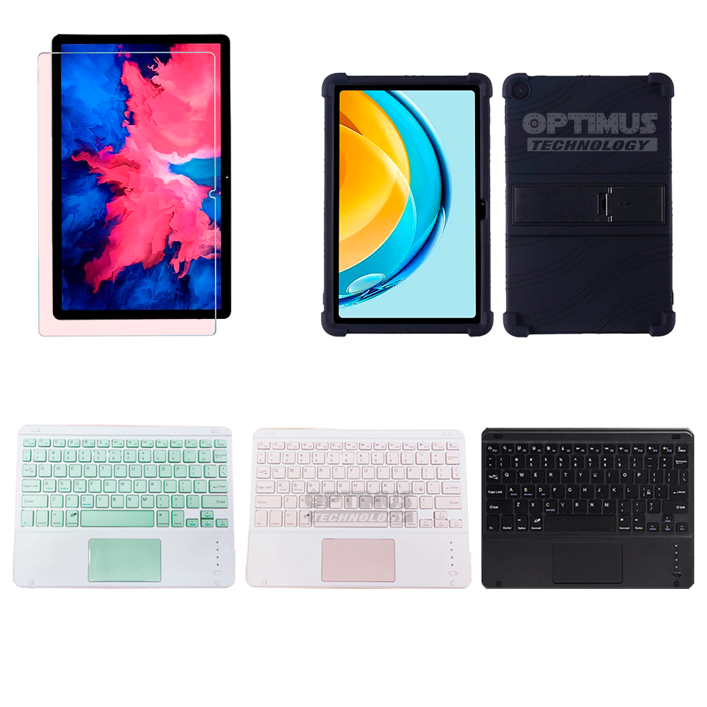 Kit Vidrio templado + Case Protector + Teclado con Mouse Touchpad Bluetooth Tablet Lenovo M10 Plus 3era Gen 10.6 2022 TB-125FU