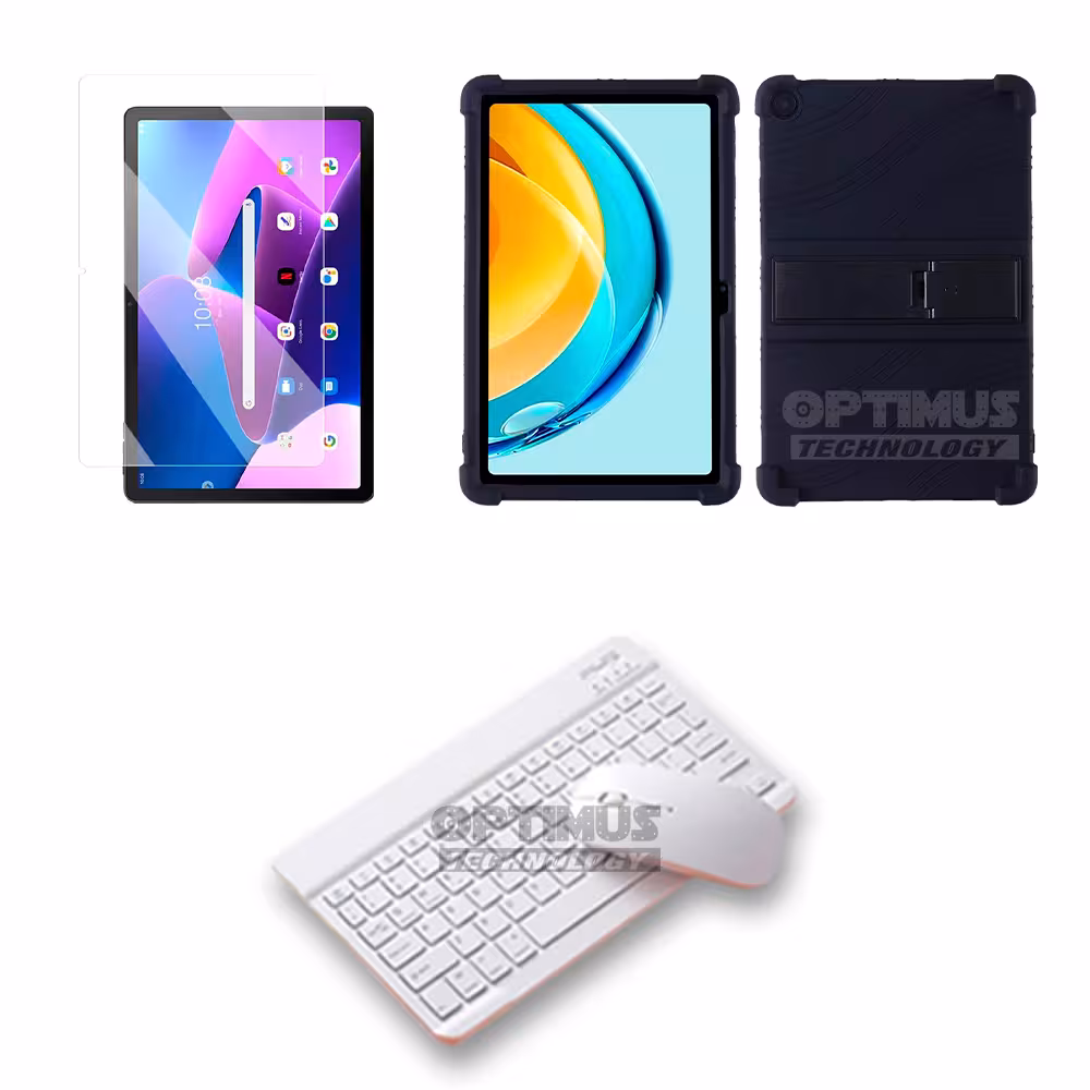 Kit Vidrio templado + Case Forro Protector + Teclado y Mouse Bluetooth para Tablet Lenovo M10 3rth gen (TB125FU) 10.6 2022