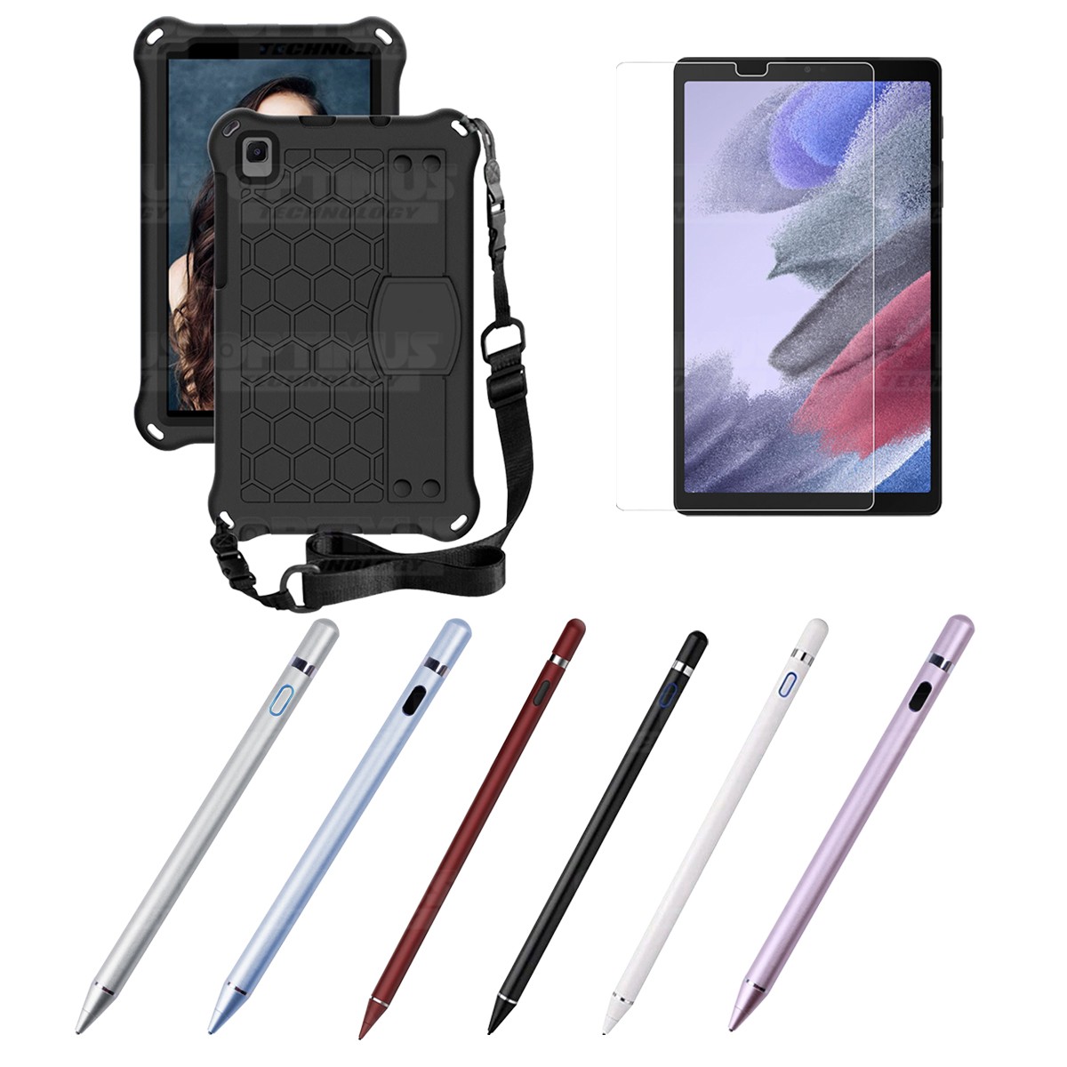 Kit Estuche Protector Correa + Vidrio Templado + Lápiz Digital para Tablet Samsung Galaxy Tab A7 Lite 8.7 2021 T220 - T225