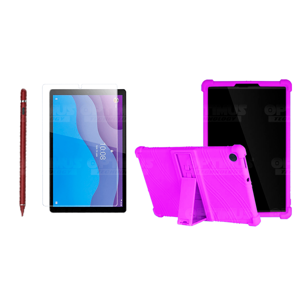 Combo Estuche Protector de goma + Vidrio Templado + Lápiz Digital para Tablet Lenovo Tab M10 HD TB-X306