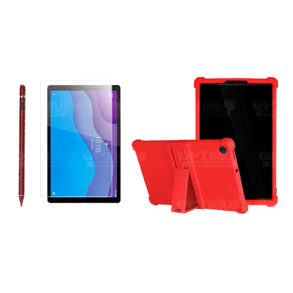 Combo Estuche Protector de goma + Vidrio Templado + Lápiz Digital para Tablet Lenovo Tab M10 HD TB-X306