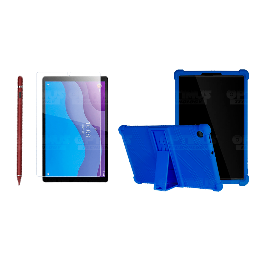 Combo Estuche Protector de goma + Vidrio Templado + Lápiz Digital para Tablet Lenovo Tab M10 HD TB-X306