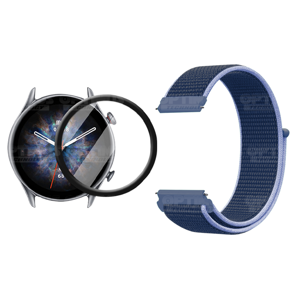 Kit Vidrio templado Nano Glass y Correa Reloj tipo velcro para Xiaomi Amazfit GTR 3 Pro