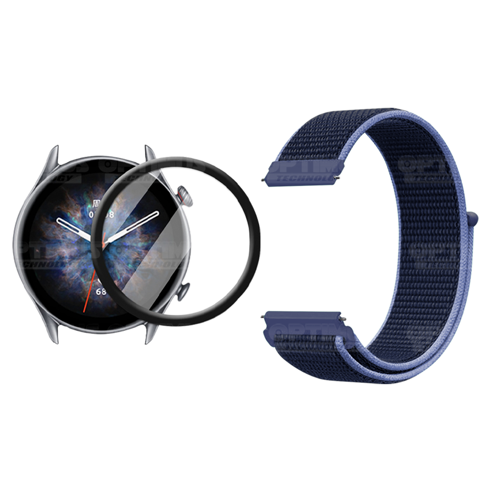 Kit Vidrio templado Nano Glass y Correa Reloj tipo velcro para Xiaomi Amazfit GTR 3 Pro