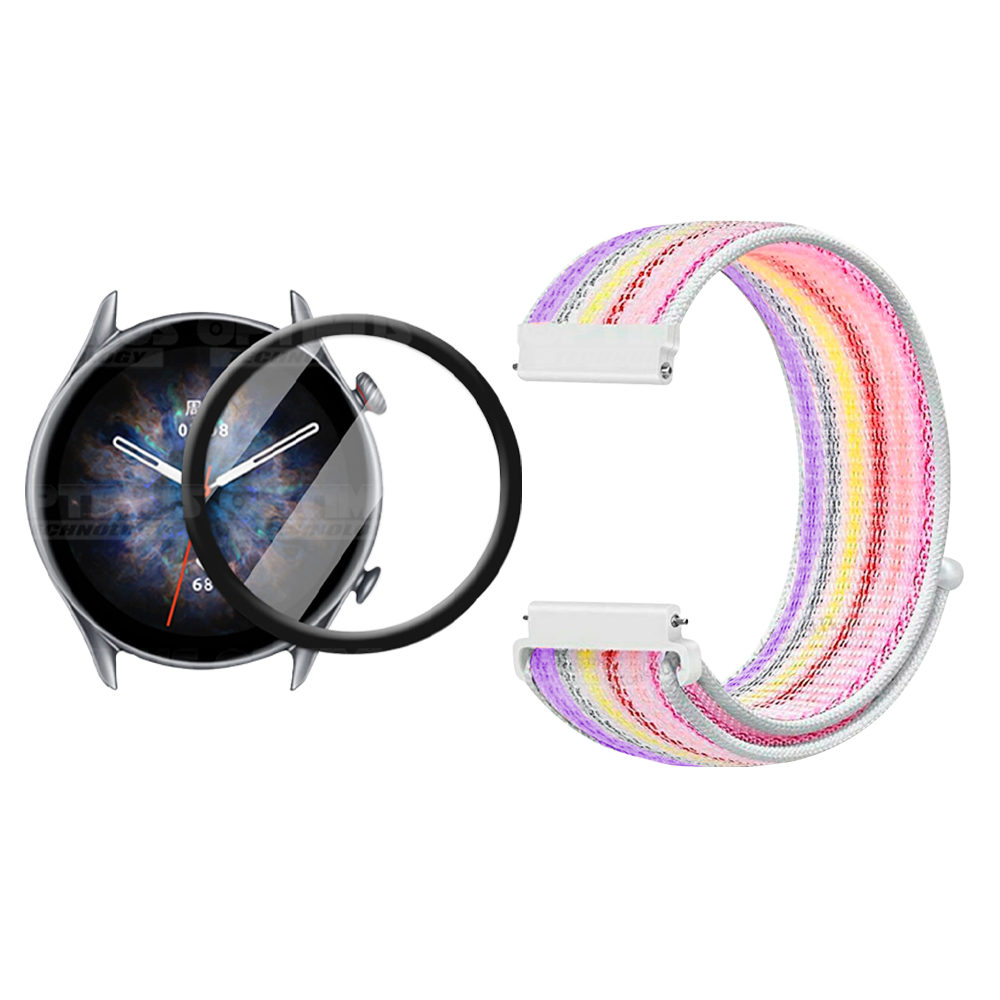 Kit Vidrio templado Nano Glass y Correa Reloj tipo velcro para Xiaomi Amazfit GTR 3 Pro