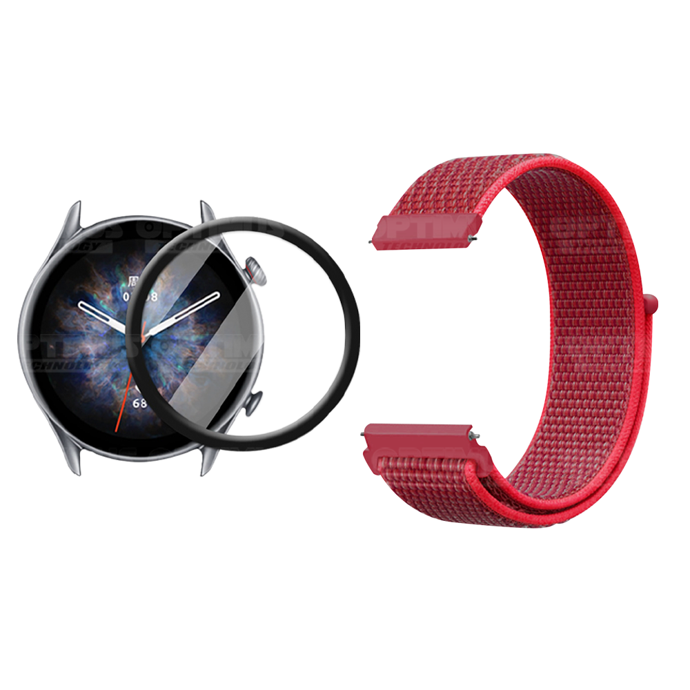 Kit Vidrio templado Nano Glass y Correa Reloj tipo velcro para Xiaomi Amazfit GTR 3 Pro
