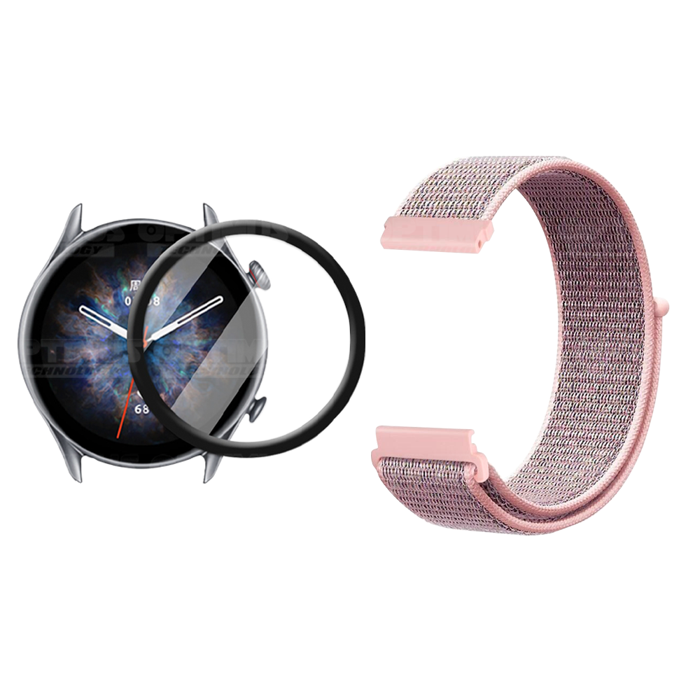 Kit Vidrio templado Nano Glass y Correa Reloj tipo velcro para Xiaomi Amazfit GTR 3 Pro