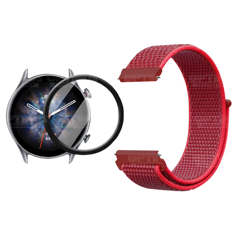 Kit Vidrio templado Nano Glass y Correa Reloj tipo velcro para Xiaomi Amazfit GTR 3 Pro