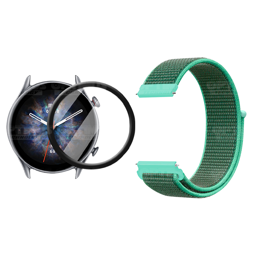 Kit Vidrio templado Nano Glass y Correa Reloj tipo velcro para Xiaomi Amazfit GTR 3 Pro