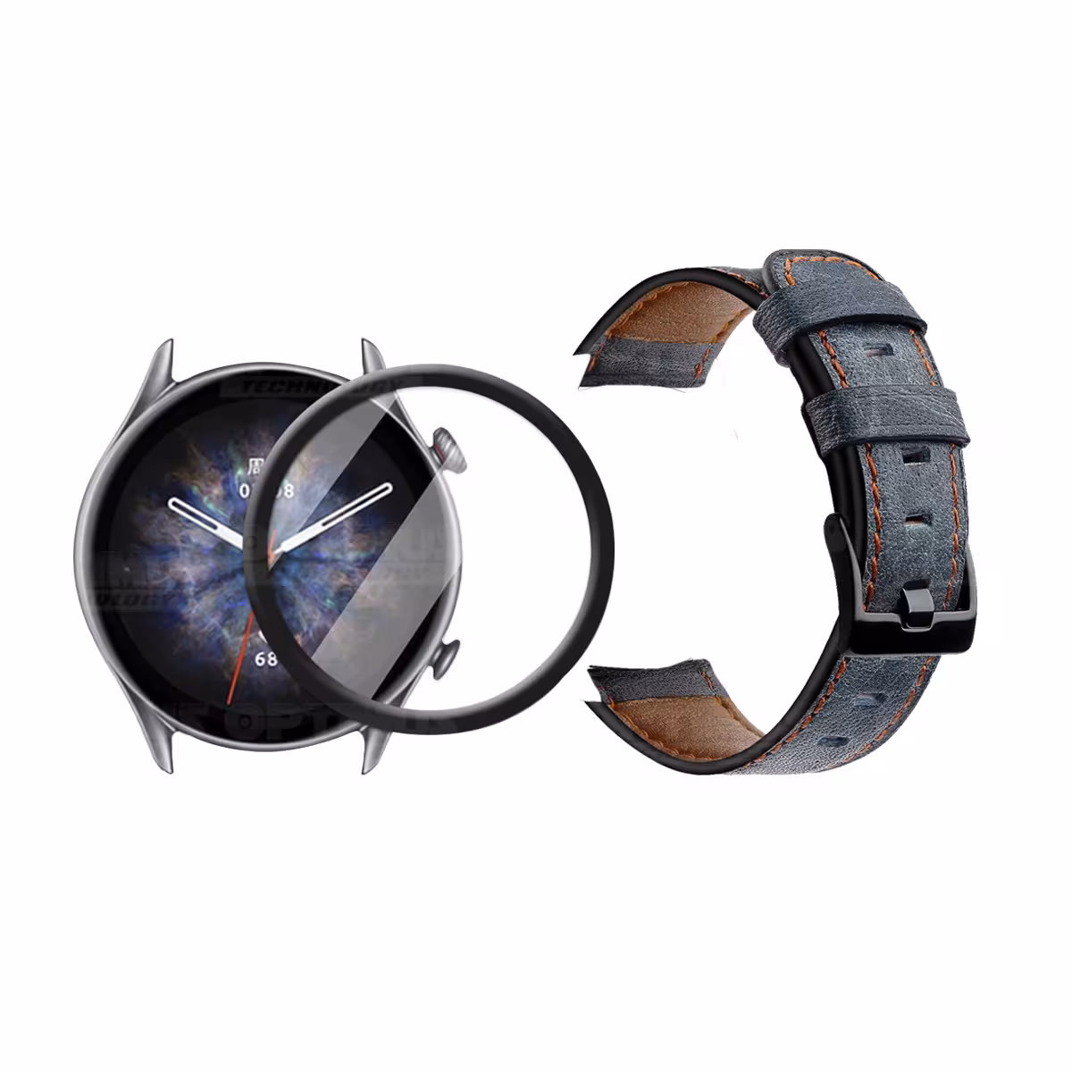 Vidrio Templado Nano Glass Y Correa de cuero Smartwatch Reloj Inteligente para Xiaomi AmazFit GTR 3 PRO