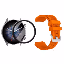 Kit Correa Pulso Manilla de Goma Rayada 22mm para Xiaomi AmazFit GTR 3 PRO Y Vidrio Templado Nano Glass