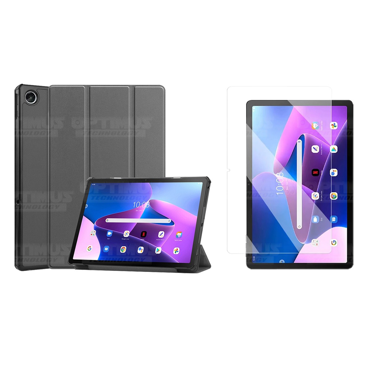Kit Vidrio Cristal Templado Y Estuche Case Protector para Tablet Lenovo Tab M10 Plus 3era Gen 10.6 2022 TB-125FU / TB-128F