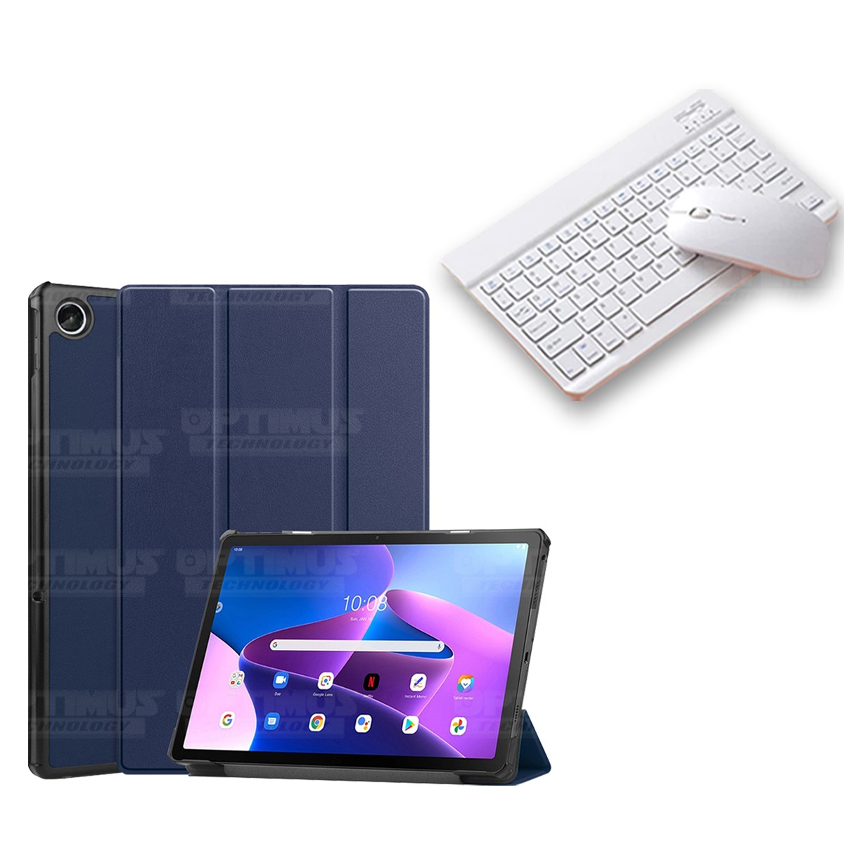 Kit Case Forro Protector + Teclado y Mouse Ratón Bluetooth para Tablet Lenovo Tab M10 Plus 3era Gen 10.6 2022 TB-125FU / TB-128F