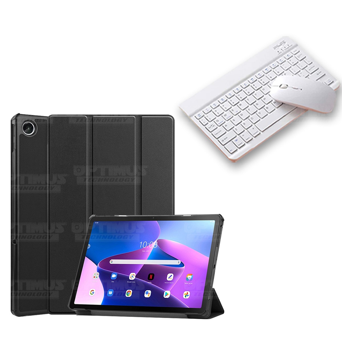 Kit Case Forro Protector + Teclado y Mouse Ratón Bluetooth para Tablet Lenovo Tab M10 Plus 3era Gen 10.6 2022 TB-125FU / TB-128F
