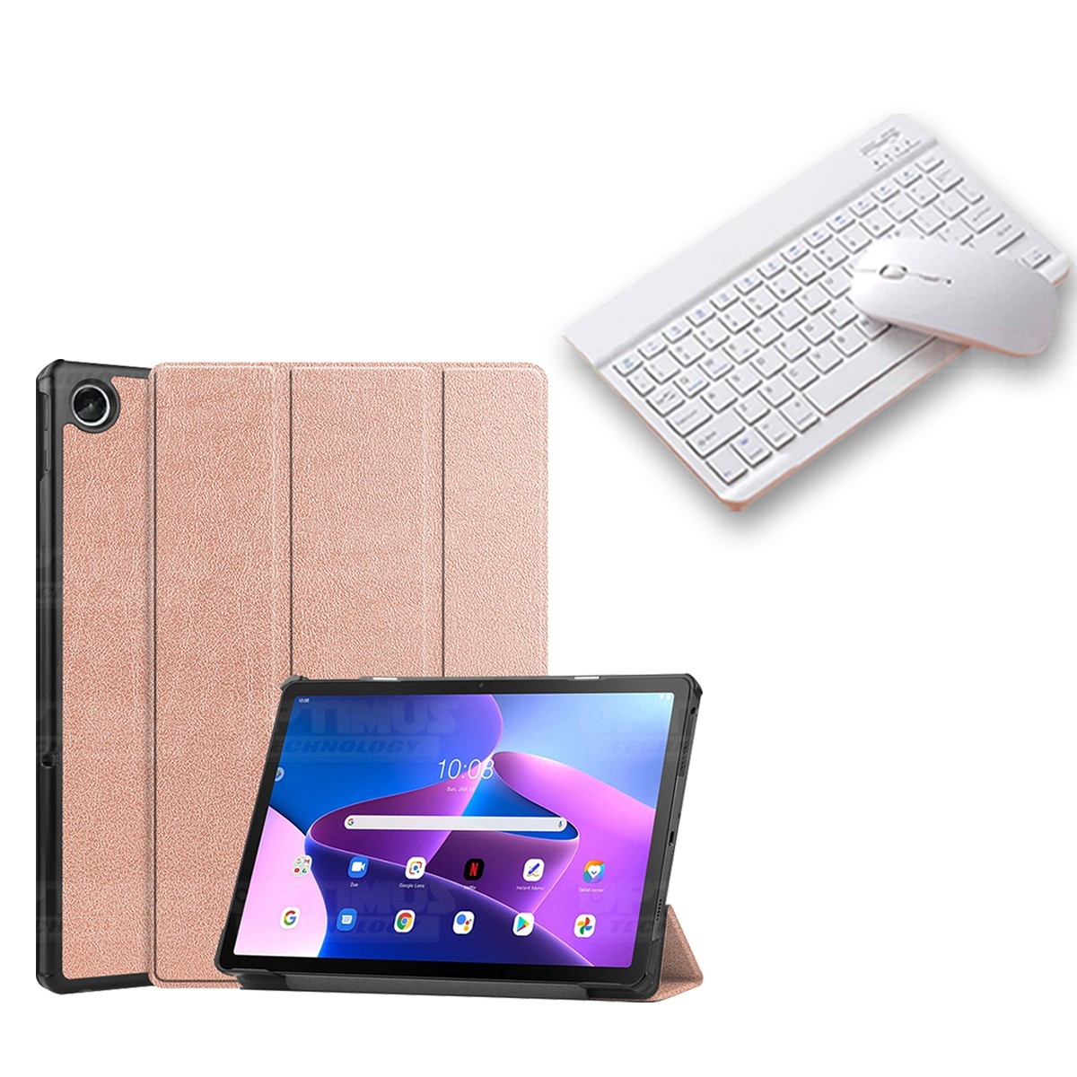 Kit Case Forro Protector + Teclado y Mouse Ratón Bluetooth para Tablet Lenovo Tab M10 Plus 3era Gen 10.6 2022 TB-125FU / TB-128F