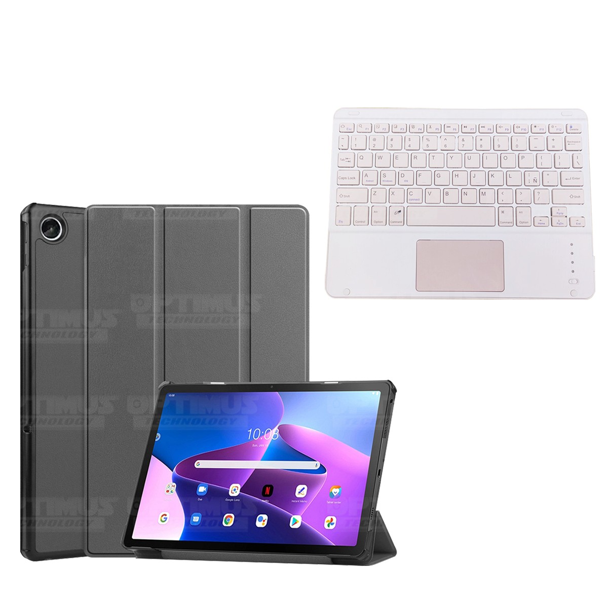 Kit Case Folio Protector + Teclado Mouse Touchpad Bluetooth para Tablet Lenovo Tab M10 Plus 3era Gen 10.6 2022 TB-125FU