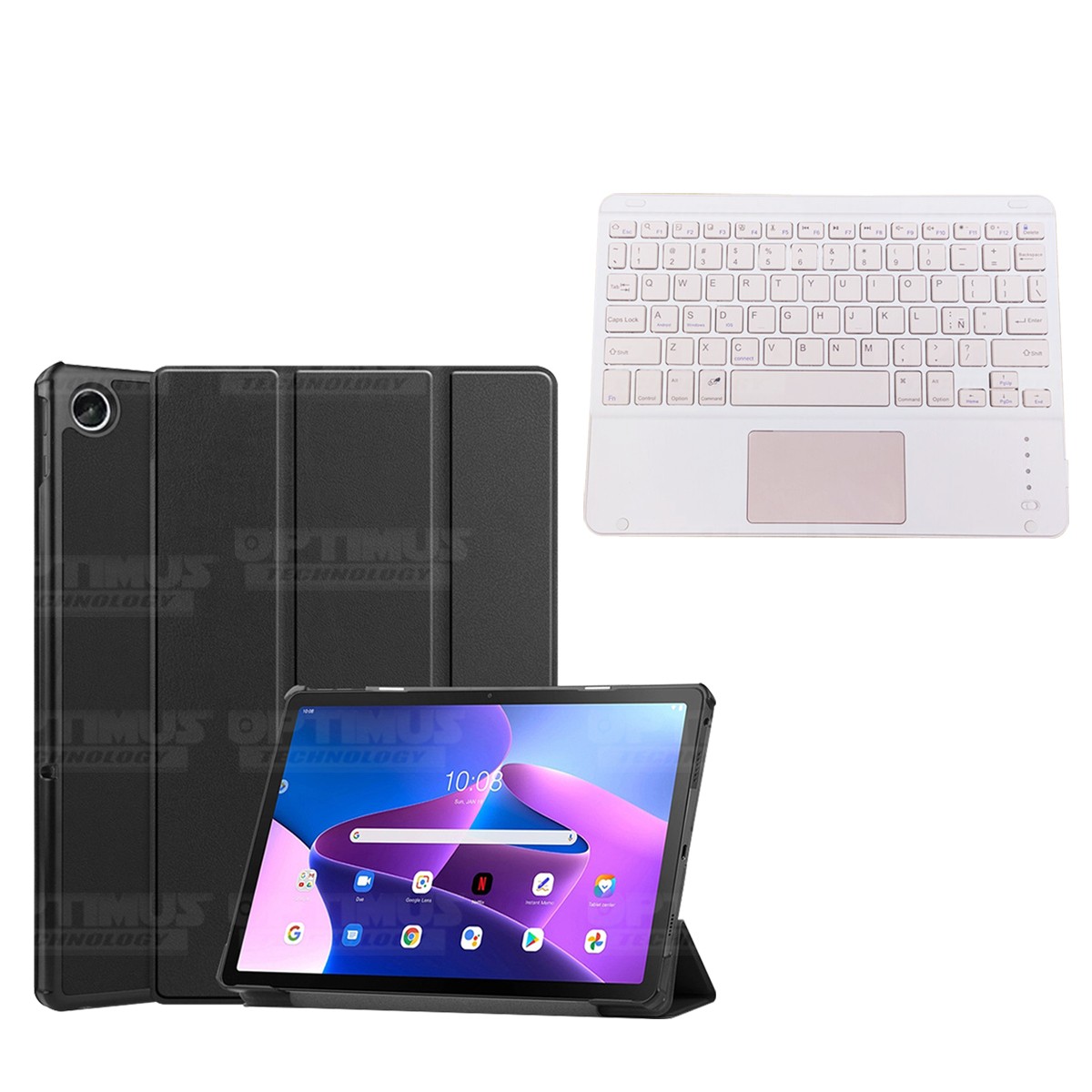 Kit Case Folio Protector + Teclado Mouse Touchpad Bluetooth para Tablet Lenovo Tab M10 Plus 3era Gen 10.6 2022 TB-125FU