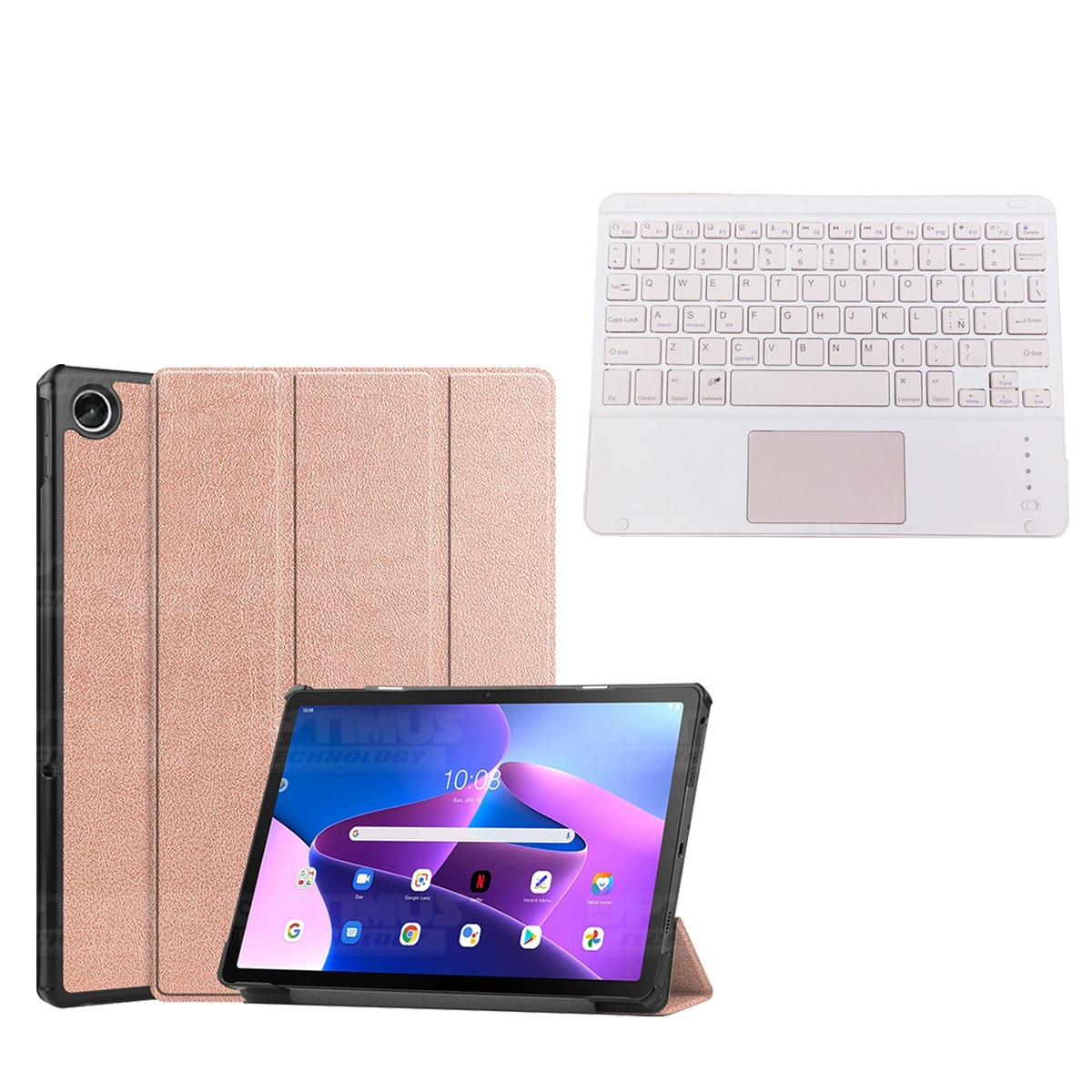 Kit Case Folio Protector + Teclado Mouse Touchpad Bluetooth para Tablet Lenovo Tab M10 Plus 3era Gen 10.6 2022 TB-125FU