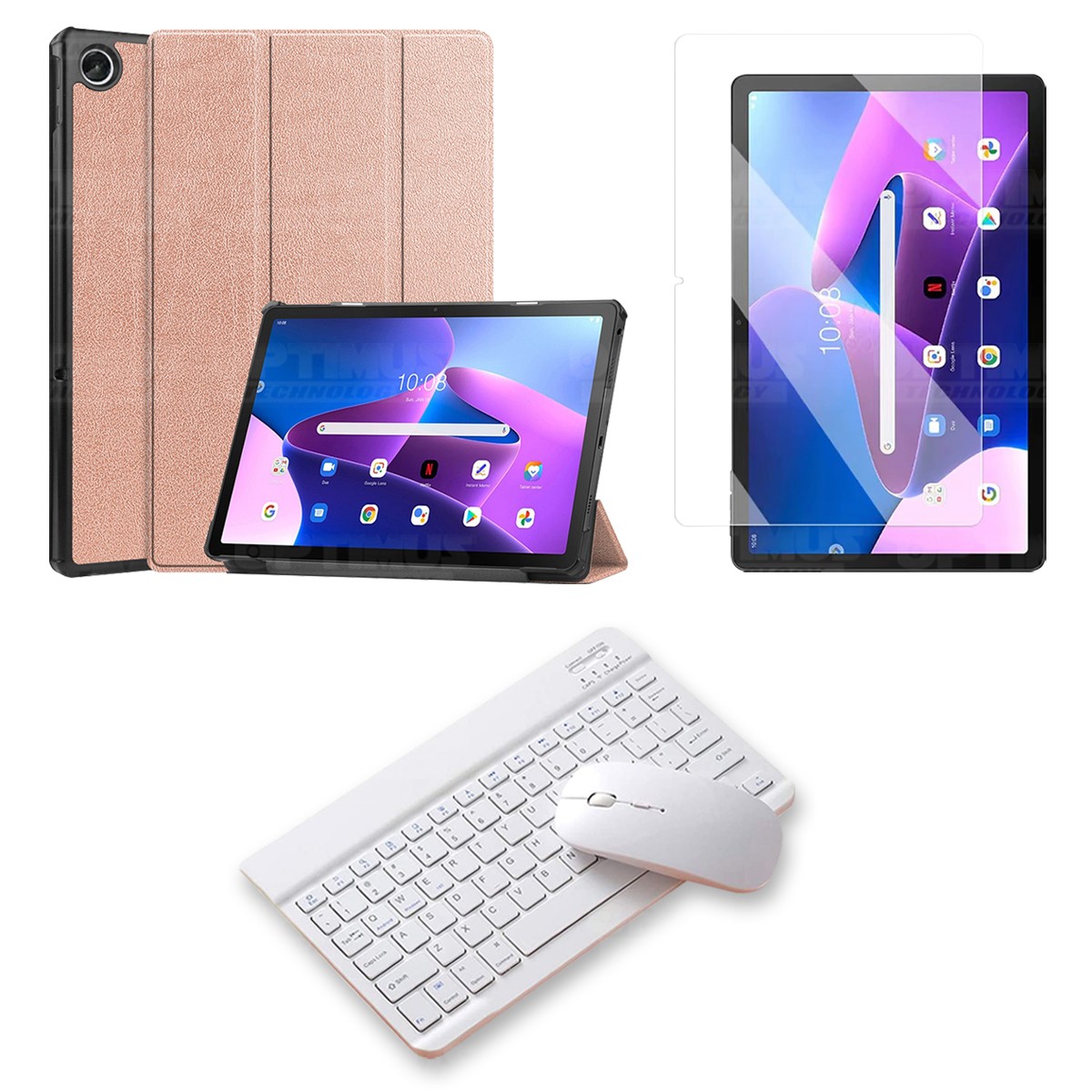 Kit Vidrio templado + Case Protector + Teclado y Mouse Bluetooth Tablet Lenovo Tab M10 Plus 3era Gen 10.6 2022 TB-125FU
