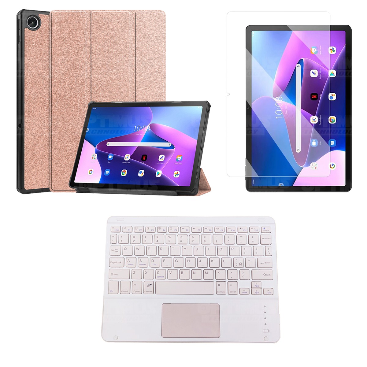 Kit Vidrio templado + Case Protector + Teclado Touchpad Bluetooth Tablet Lenovo Tab M10 Plus 3era Gen 10.6 2022 TB-125FU