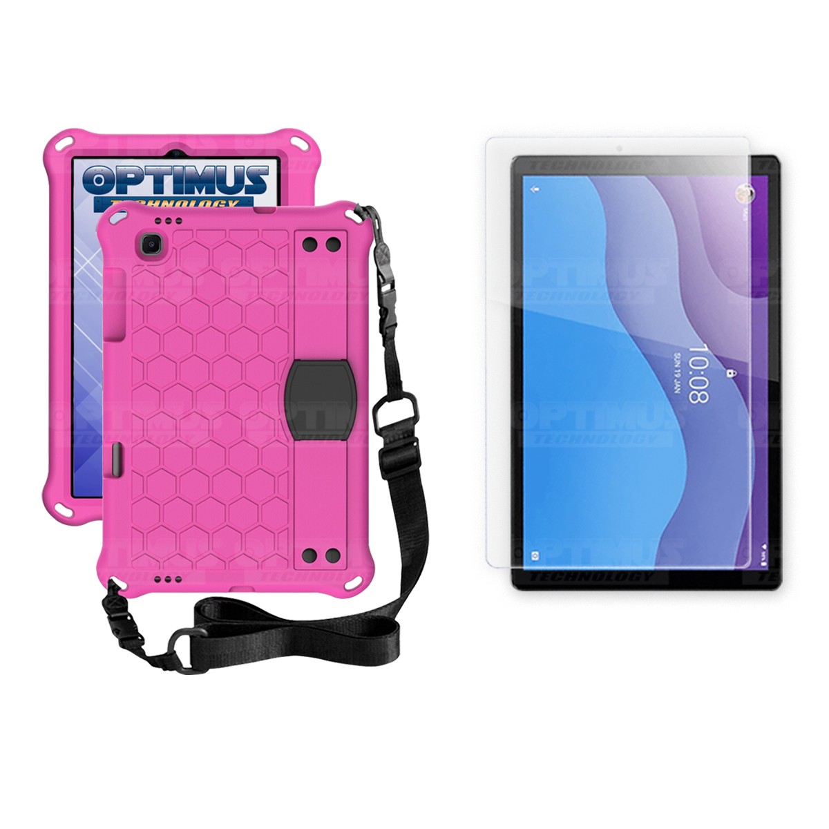 Kit Vidrio Cristal Templado Y Estuche Protector Anti golpes con Correa para Tablet Lenovo M10 HD TB-X306