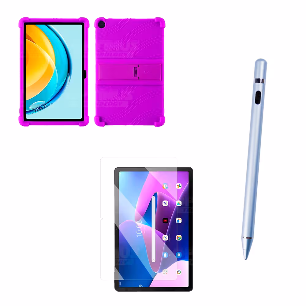 Combo Vidrio Templado + Estuche Protector Goma + Lápiz Digital Para Tablet Lenovo M10 3rth Gen (TB125FU) 10.6 2022