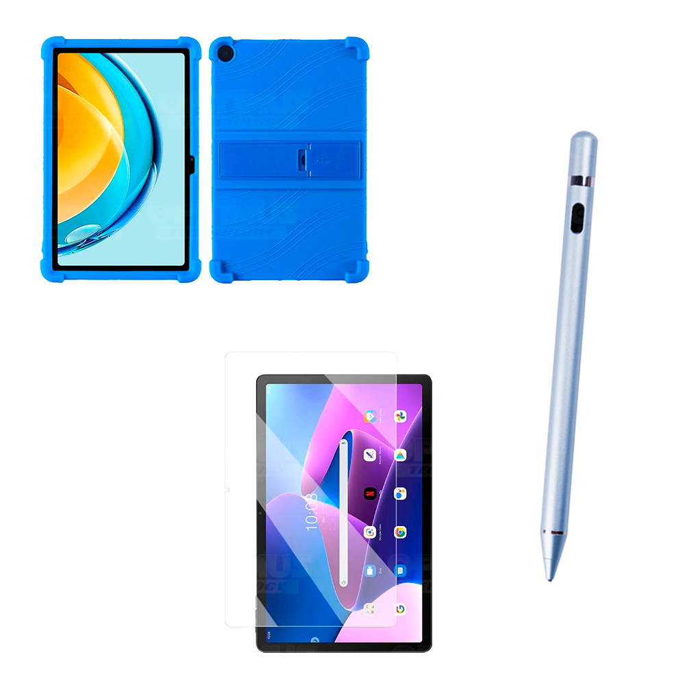 Combo Vidrio Templado + Estuche Protector Goma + Lápiz Digital Para Tablet Lenovo M10 3rth Gen (TB125FU) 10.6 2022