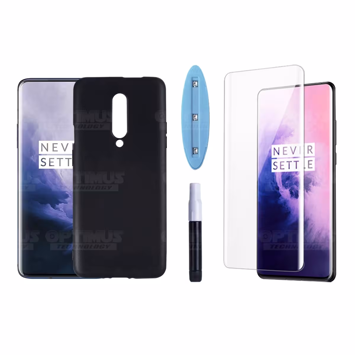 Kit Vidrio UV templado liquido y Estuche Case Forro Protector para Celular Oneplus 7 Pro