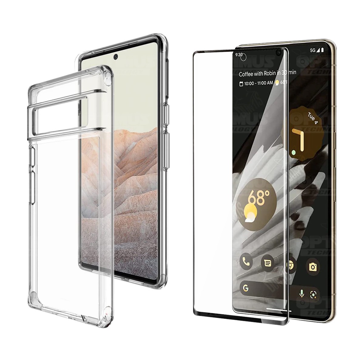 Kit Vidrio templado curvo 6D y Estuche Case Forro Protector para celular Google Pixel 6 Pro