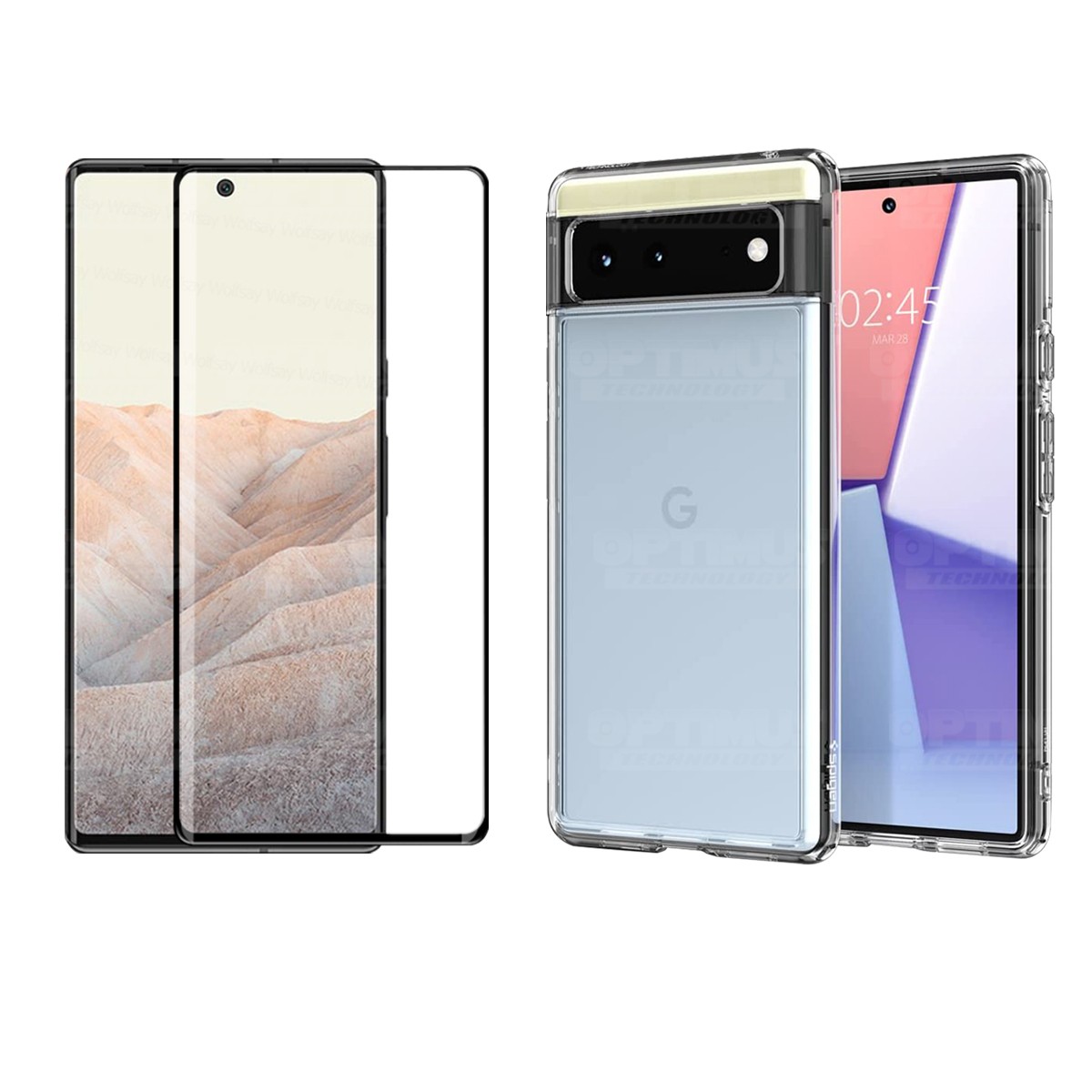 Kit Vidrio templado curvo 6D y Estuche Case Forro Protector para celular Google Pixel 6